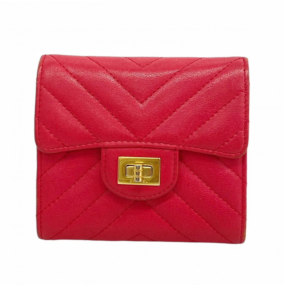 CHANEL Authentic Pink Caviar Leather Wallet
